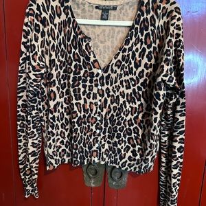 Lucky brand leopard cardigan sweater